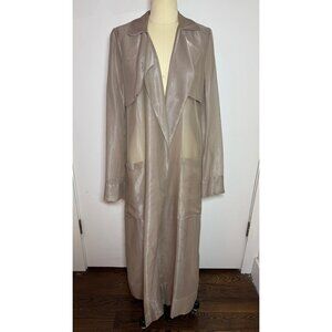 LAPOINTE Taupe Grey Lurex Sheer Organza Elongated Relaxed Trench Duster Sz S